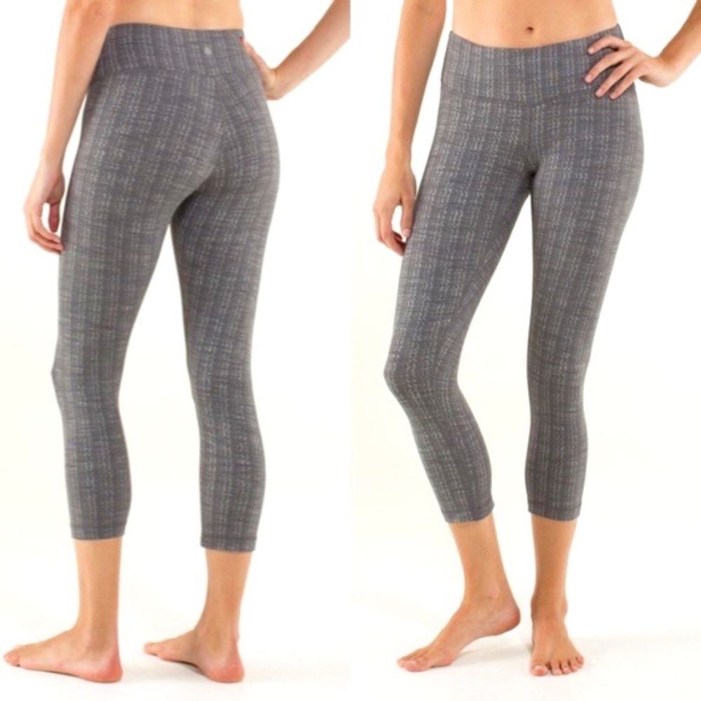 Lululemon Wunder Under Crop Ziggy Wee October Angel Wing Grey Leggings